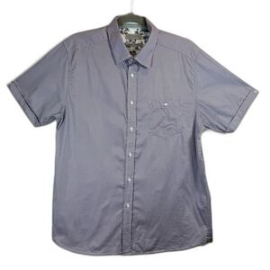Ted Baker London Short Sleeve Shirt Size XL Cotton Purple Gray Work Business